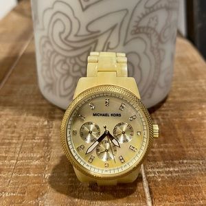 Michael Kors cream tortoise shell womens watch